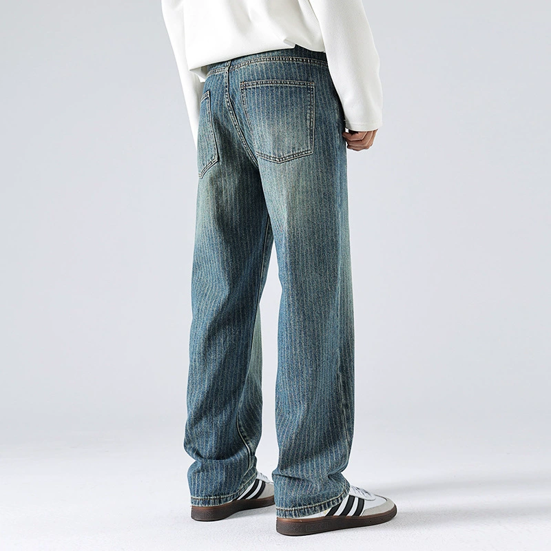  Denim демисезонные ретро брюки с элементами birds? (птица 家元素) Loose straight fit