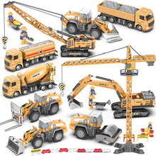 钢力威工程车玩具套装挖掘机推土机吊车吊塔儿童合金车模型玩具
