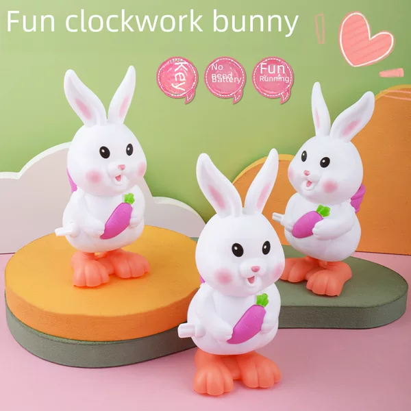 Children's Coil Rabbit Toy Cartoon Cute Small Animal Baby Educational Chain Jumping White Rabbit Stall Wholesale