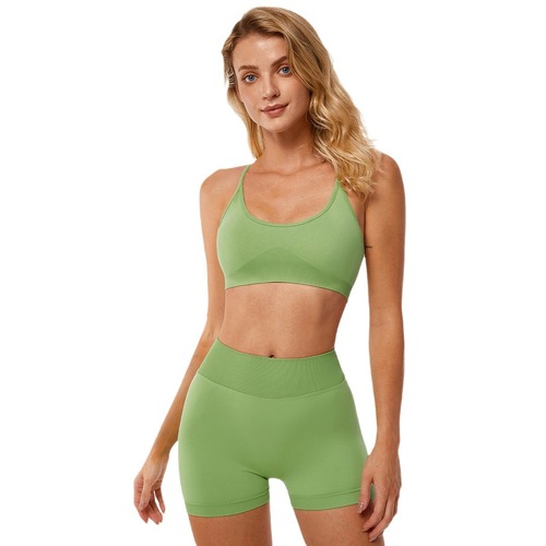 Summer and Autumn New Yoga Set Advanced Tight Exercise Suit Running Fitness Shorts Bra Two-Piece Set