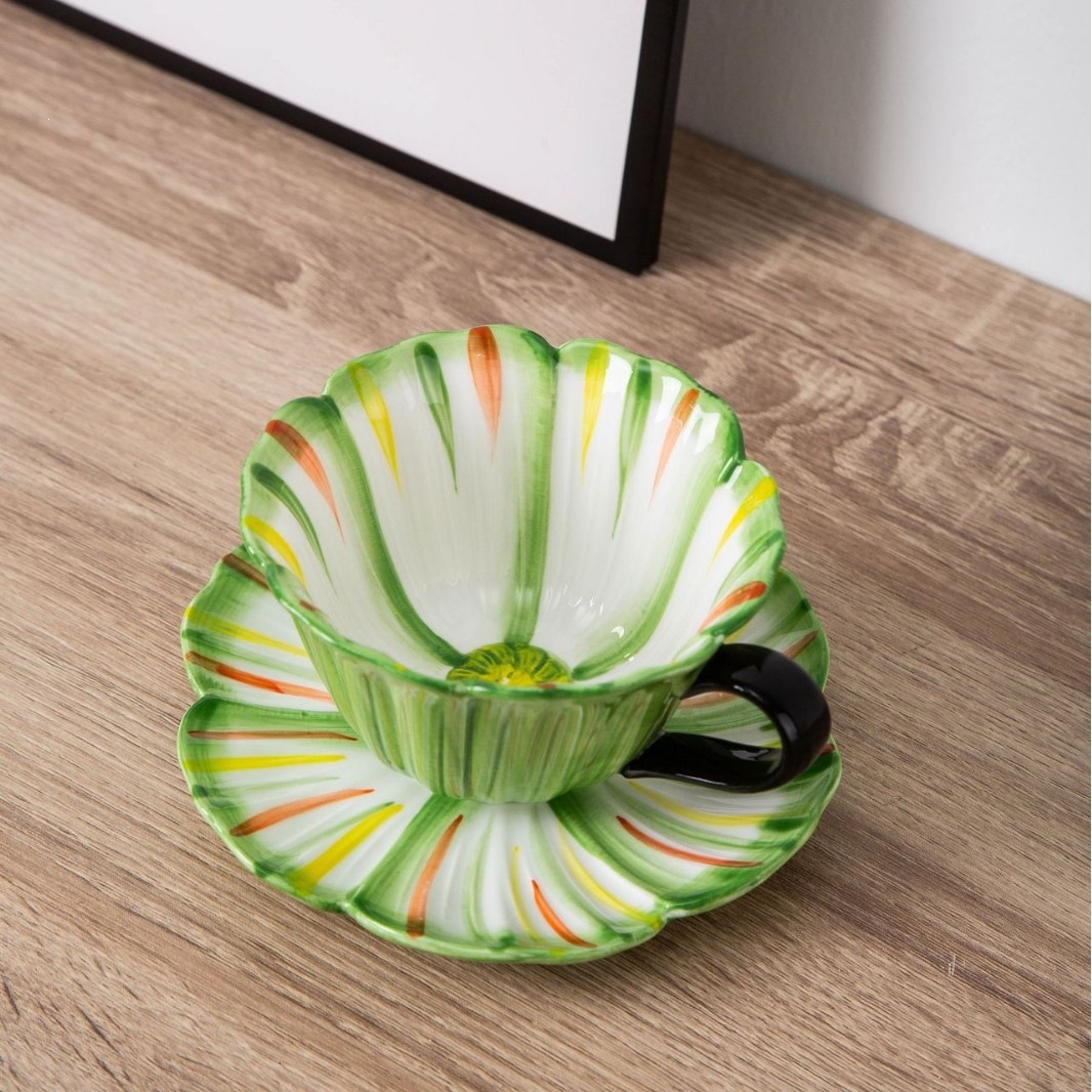 Tazas de café de cerámica transfronteriza, platos, flores pintadas a mano, nuevas tazas de leche de té de la tarde de estilo chino, nuevas redes populares image 18