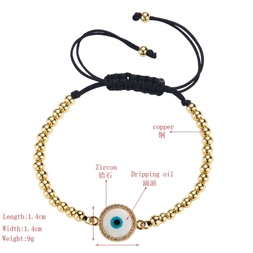 Moda Tendencia Mal De Ojo Cobre Con Incrustaciones De Circón Cadena Simple Pulsera display picture 1