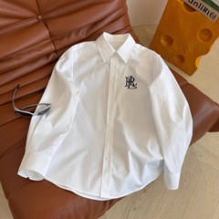 RL美式vintage长袖衬衫春秋2025宽松简约休闲宽松外套设计感上衣