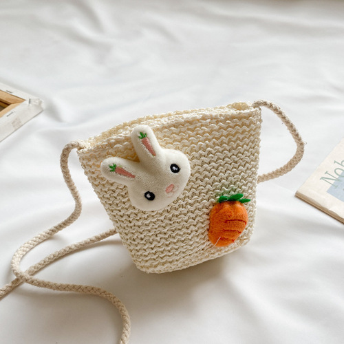 Foreign trade straw bag new daisy cross-body girl sweet lady wind vegetable basket little girl hand-woven bag cute small bag