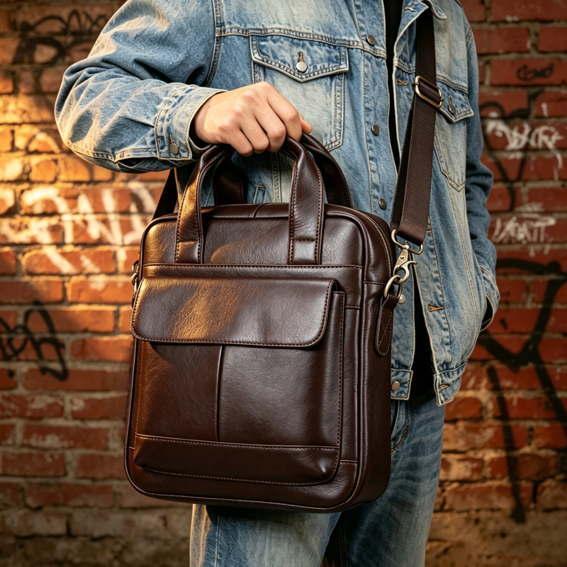 Amazon's best-selling genuine leather men's bag, crossbody bag, men's top-layer cowhide handbag, business casual shoulder bag Amazon's best-selling genuine leather men's bag, crossbody bag, men's top-layer cowhide handbag, business casual shoulder bag