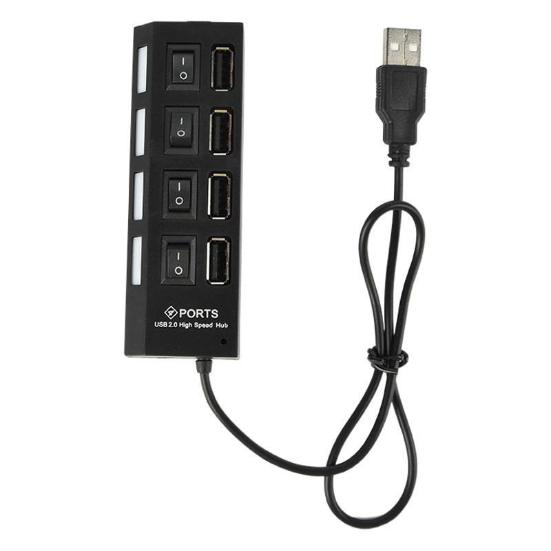 Hub USB de 4 Puertos de Alta Velocidad - con Interruptores Independientes