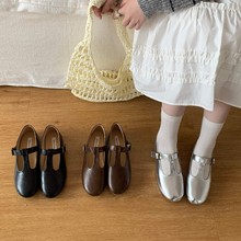 复古休闲厚跟玛丽珍百搭方头单鞋魔术贴拼色通勤女鞋