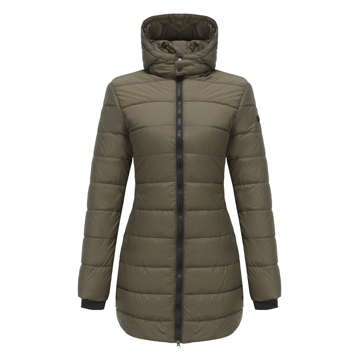 Abrigo de invierno para mujer con capucha extraíble parka impermeable_voghion.com