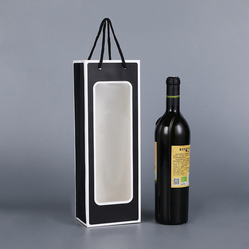 Nuevo solo vino tinto bolsa de regalo portátil ventana abierta de papel Kraft bolsa de papel bolso transparente bolsa de regalo rectangular