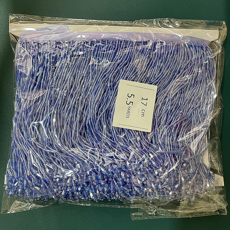 Handmade beaded 17cm crystal bead tube tassel woven ribbon edge Xiaohuo wedding bead accessories tassel edge
