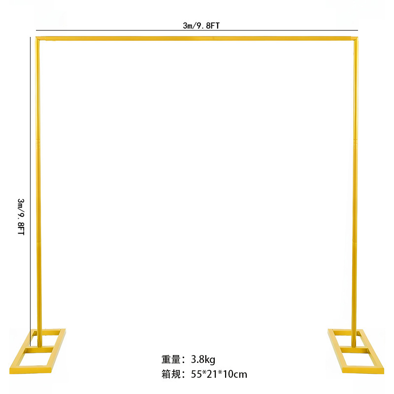 Hierro fundido de metal boda arco de soporte grande pie cuadrado ajustable globo arco marco de fondo decoración