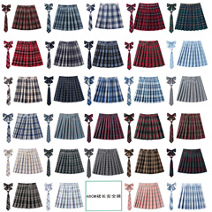 (安全裤48CM裙+领结+领带)防走光jk制服格子学生百褶半身高腰女裙