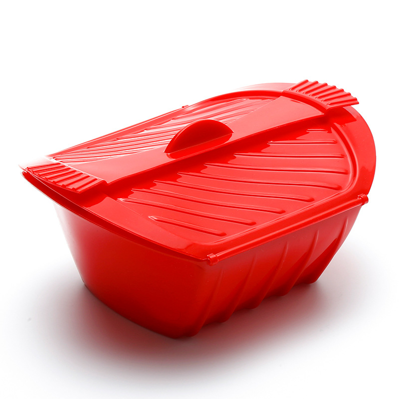 En stock gadget de cocina creativa de silicona al vapor de silicona tazón de pescado de silicona vapor horno microondas con tapa de silicona vapor al por mayor