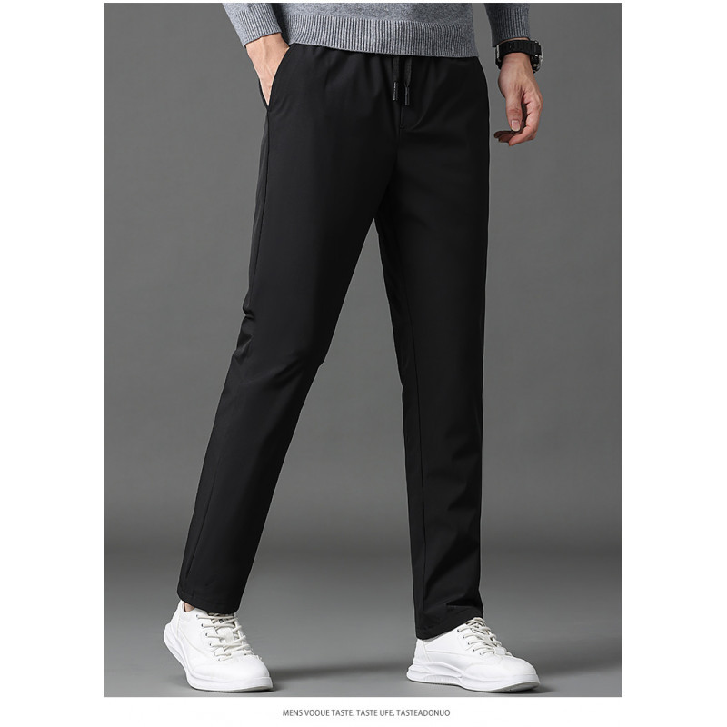 Men's Thick Goose Down Pants 2025 Winter New Style Men's Clothing Middle-aged Business Casual Simple Comfortable Warm Straight Leg Pants