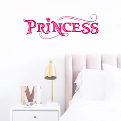 Vanshi New FX-F55 Floral PINCESS English Slogan Bedroom Entrance Wall Beautification Decor Wall Sticker