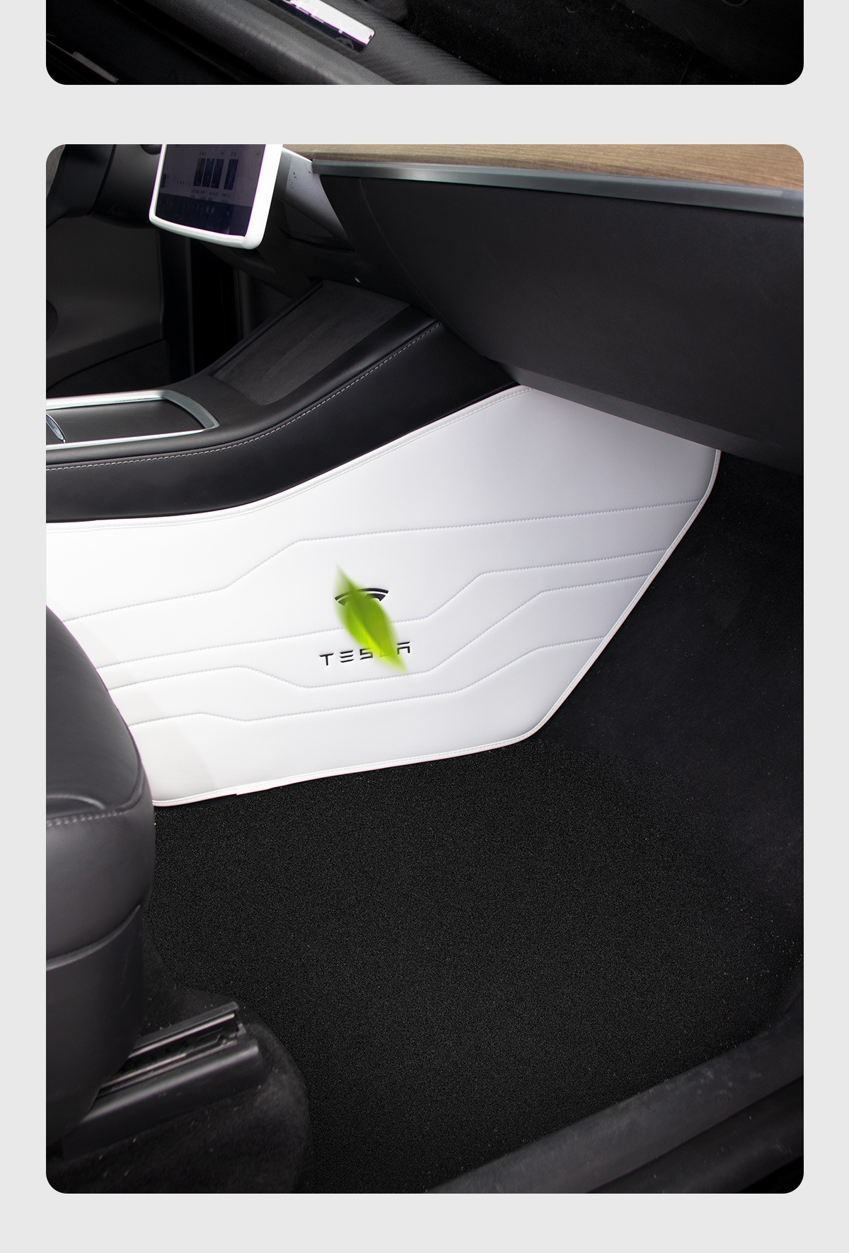 Suitable for the Updated Version of Tesla Model Yl/Y/3, the Anti-Kick Pads on Both Sides of the Center Console Are Made of Genuine Nappa Leather, Scratch-Resistant and Wear-Resistant