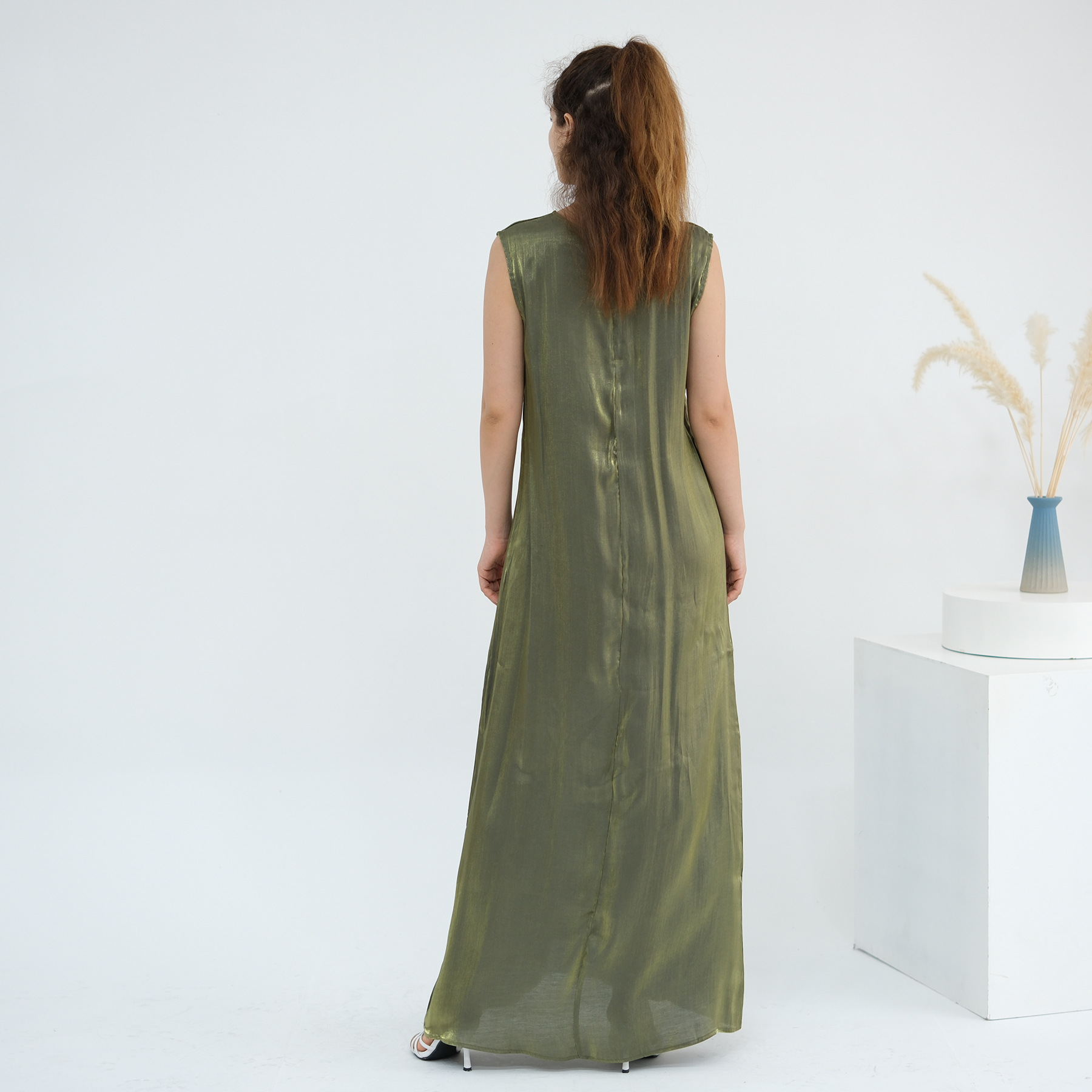 Elegant Solid Color Women's Two Piece Set Muslim Dress For Women_voghion.com