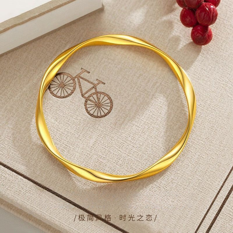 本物の [色褪せない色] Zhoujia メビウス リング ブレスレット レディース ベトナム サンドゴールド ブレスレット ファッショナブルで多用途な女性用|undefined