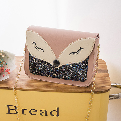 2019 summer new style flash fox head chain small square bag fashion trend crossbody mobile phone bag direct sale