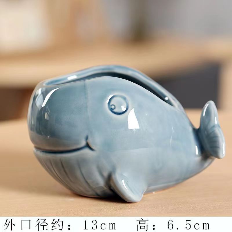 Maceta de cerámica con diseño de animales de dibujos animados al por mayor de fábrica, estilo zakka y nórdico, ideal para suculentas, transfronterizo, tamaños pequeños y medianos