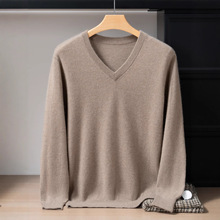 男士V领100山羊绒衫2025秋冬新款针织衫上衣休闲打底羊绒毛衣
