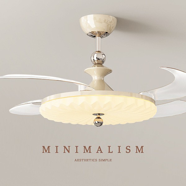 Restaurant Invisible Fan Light, Vintage Ceiling Light, New Chinese Style Silent High-Power Bedroom Ceiling Fan Light, Dimmable
