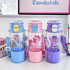 漫画ポニーポーリー児童幼稚園tritan材質耐熱携帯二重飲みストローコップ