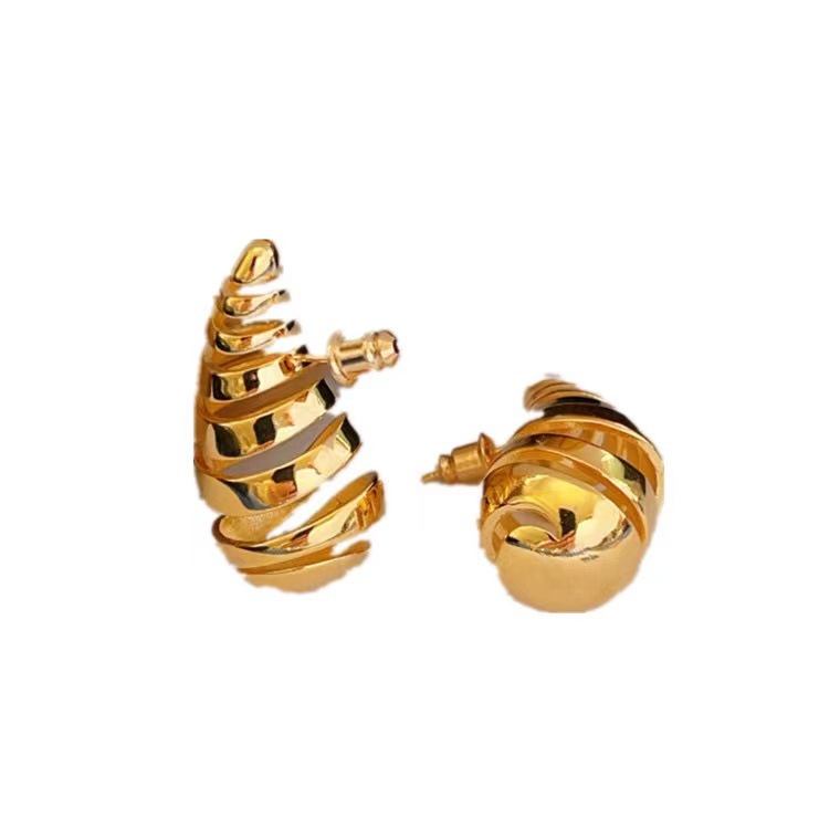 Metal Material 1 Pair Simple Style Waves Irregular Plating Pleated Metal Ear Studs