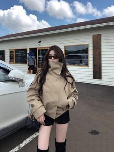 Хаки осенний плащ, куртка, подходит для подростков, изысканный стиль, в британском стиле