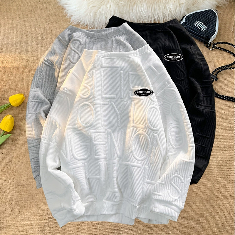 Тяжелый свитер в английском стиле мужской свитер большого размера с круглым вырезом модный брендовый Американский винтажный топ с принтом на высокой улице