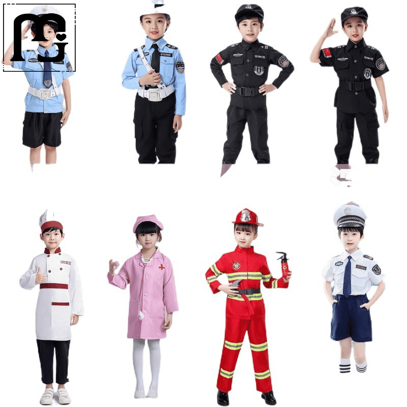 萨朗角色扮演职业医生护士幼儿园警察外卖小交警消防员厨师演出服