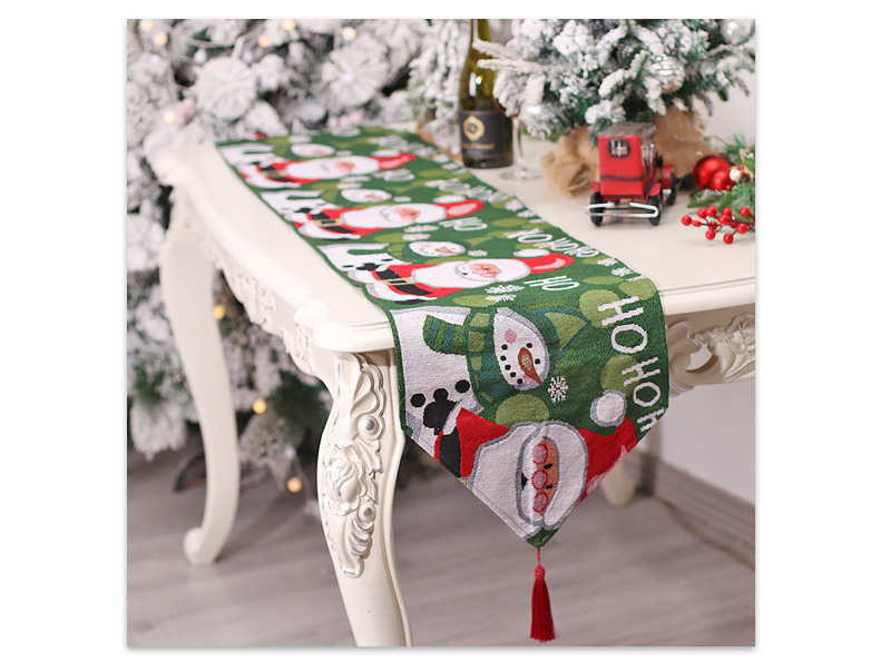 Christmas Cute Christmas Tree Snowman Fabric Party Tablecloth display picture 1