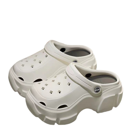 Women's Height-Increasing Cotton Slippers — Autumn/Winter Style, Hollow-Out Shoes with Fleece Lining, New Thick-Soled, Non-Slip, Warm, Detachable Cotton Slippers for Outdoor Wear