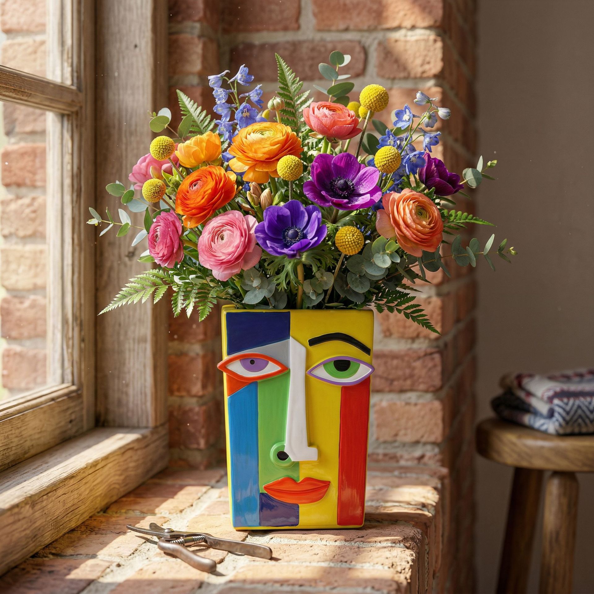 现货毕加索抽象人脸树脂花盆花园庭院装饰品阳台多肉盆栽家居摆件