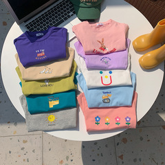 ins2023 children's summer clothes Korean version cartoon print baby half-sleeved t-shirt for boys and girls versatile pure cotton short-sleeved