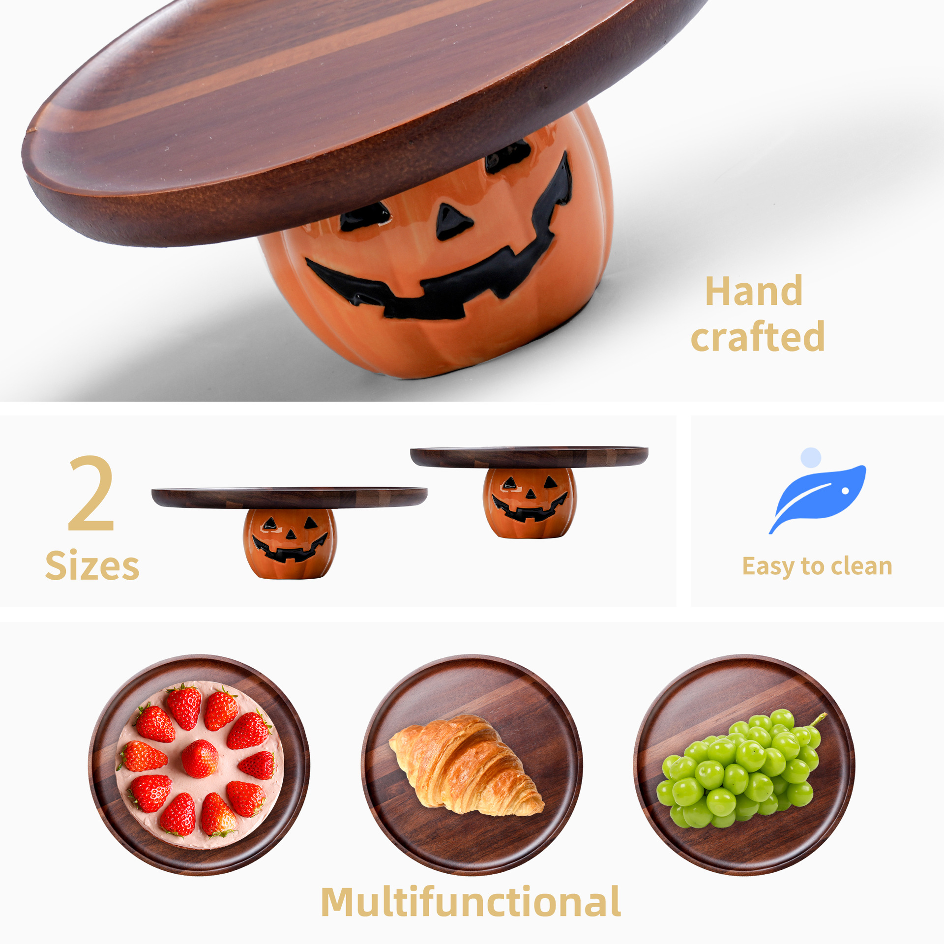 Halloween calabaza bandeja de pastel de madera dulces bandeja de pan estando festivales decoración de la fiesta transfronteriza