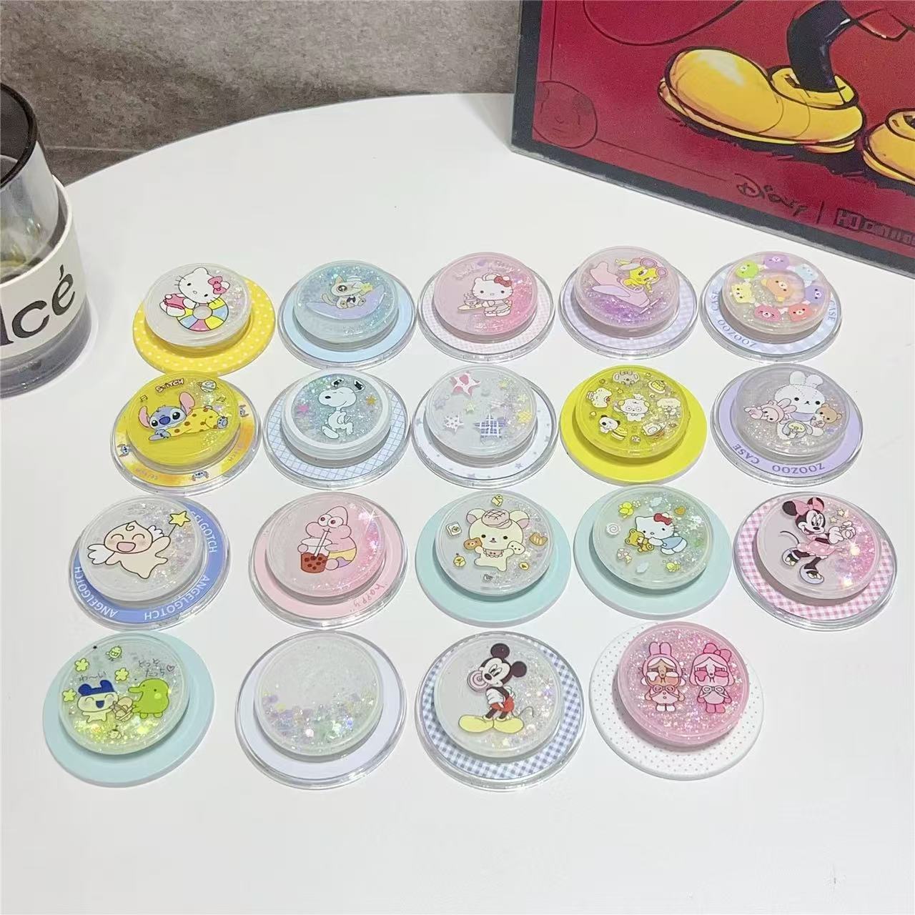 Magsafe Glitter Quicksand Magnetic Holder Cute Cartoon Airbag Telescopic Mobile Phone Holder Ring Buckle Adsorption for Women