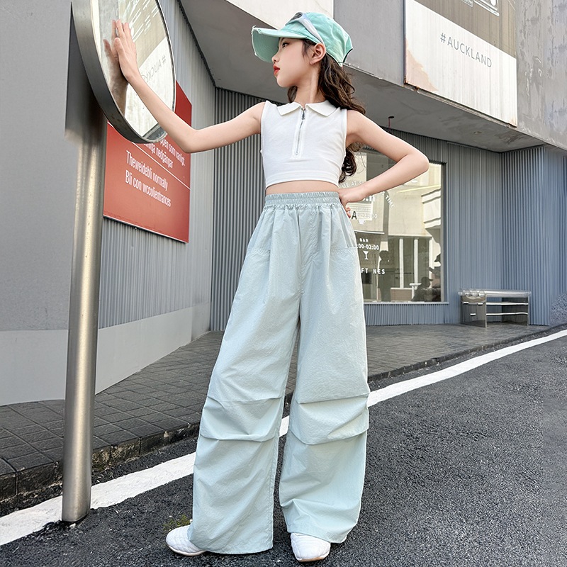 Girls' Pants Summer Thin Children's Crowd Pants Girls' Anti-mosquito Pants Drawstring Leg Casual 2025 New Style Big Children's Trendy