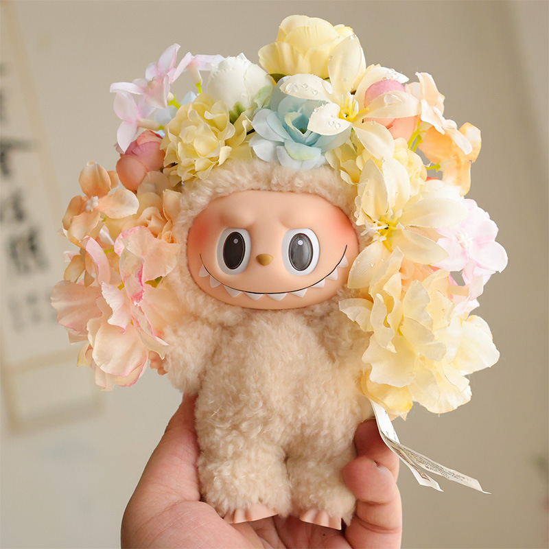 拉布布双面簪花围国风新中式绢花发箍花环迷你娃娃公仔装扮头饰品|undefined