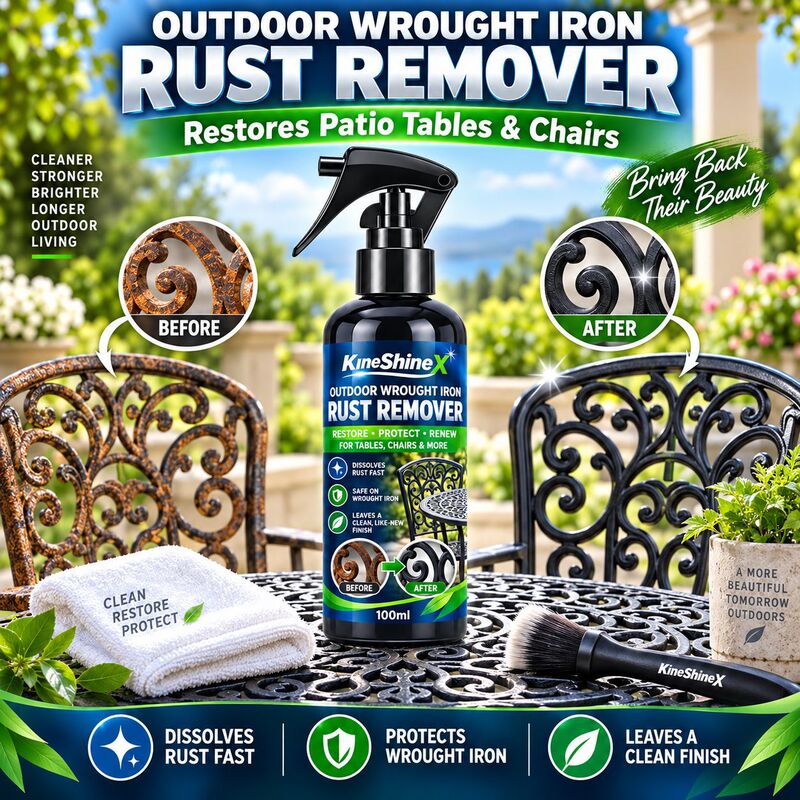 KineShineX Outdoor Iron Table and Chair Rust Remover, for Cleaning and Restoring Rust Stains on Cast Iron Furniture in the Garden KineShineX Outdoor Iron Table and Chair Rust Remover, for Cleaning and Restoring Rust Stains on Cast Iron Furniture in the Garden