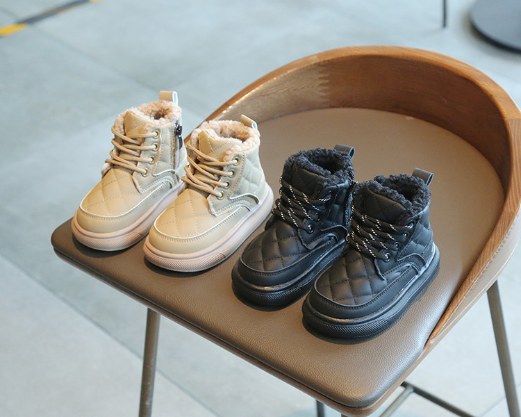 Lasten lyhyet saappaat Talvivauvat pojat ja tytöt Iso puuvilla brittiläinen lampaan turkki pieni ja keskikokoinen lasten_voghion.com