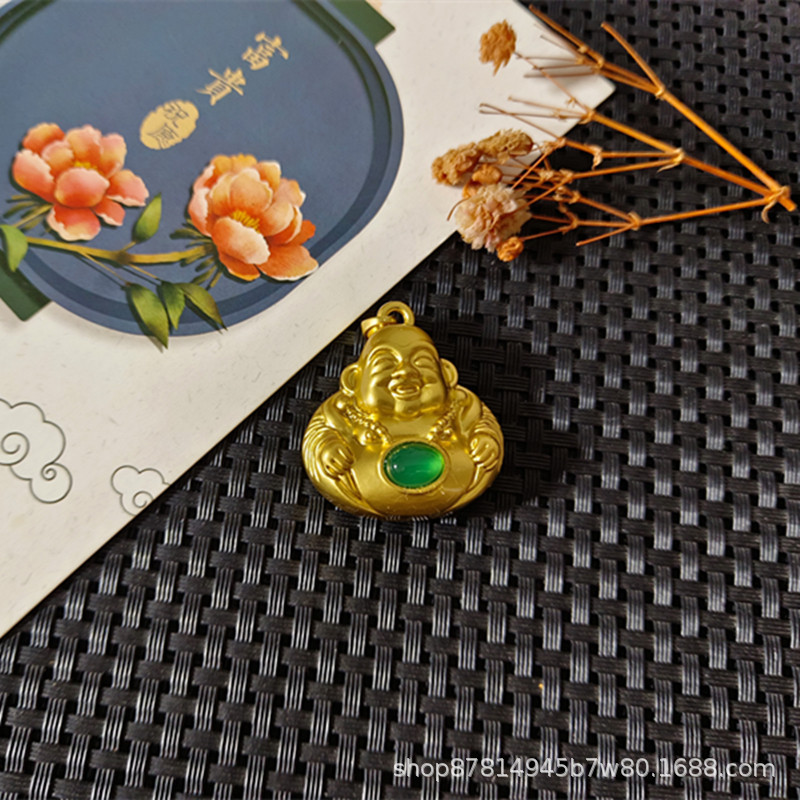 상감 l 녹색 chalcedony 부처님 누드 펜던트 (30*30mm)