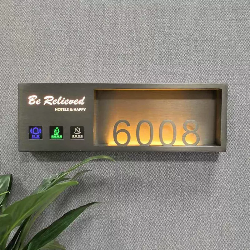 酒店发光门牌客房门牌号智能电子房号牌高端宾馆门牌标识牌