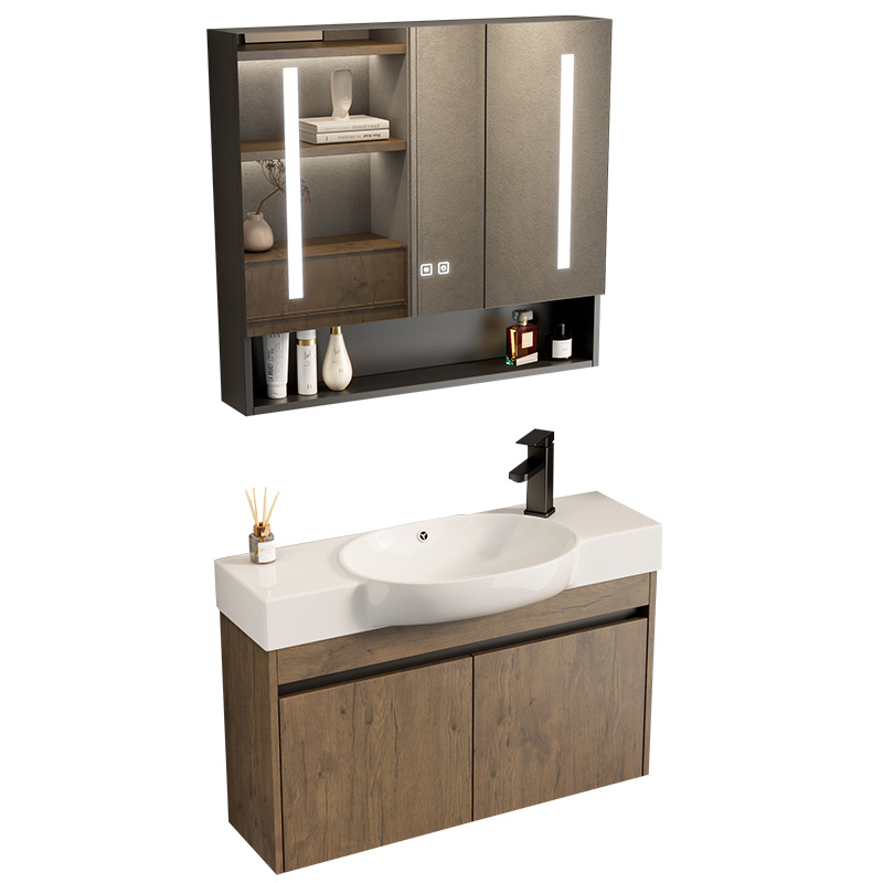 Gabinete de baño de aluminio para espacio pequeño, lavabo de cerámica combinado, lavabo transfronterizo, baño ultra estrecho, piscina de mesa de lavado