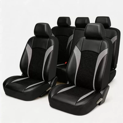 New cross-border car seat cushion, Universal seat cover - black-and-gray-wings-nine-piece-set