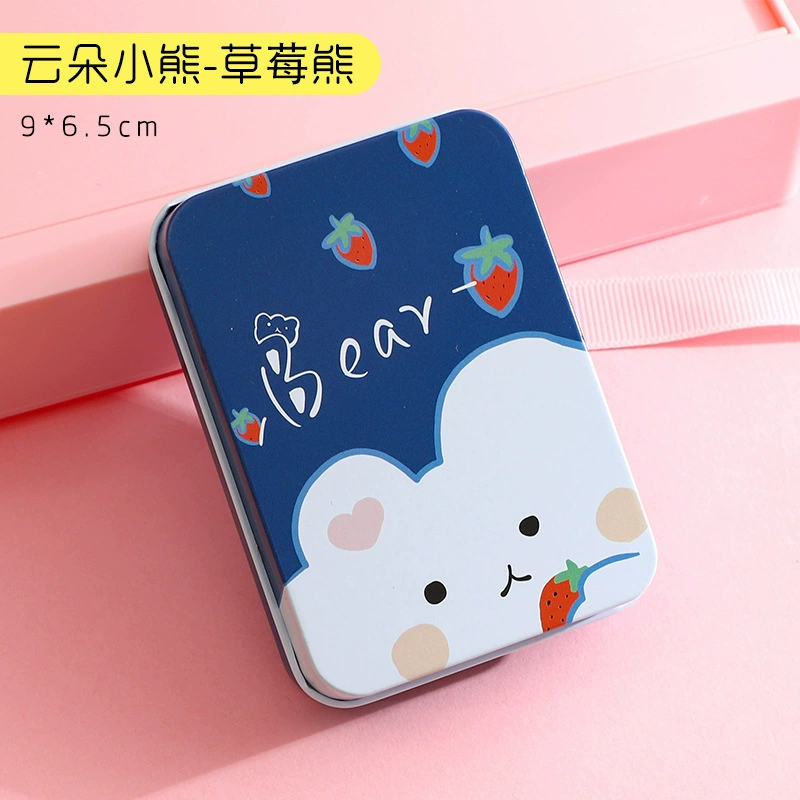 Rectangular metal tin storage box, postcard size, multiple designs, 9×6.5×2.4 cm