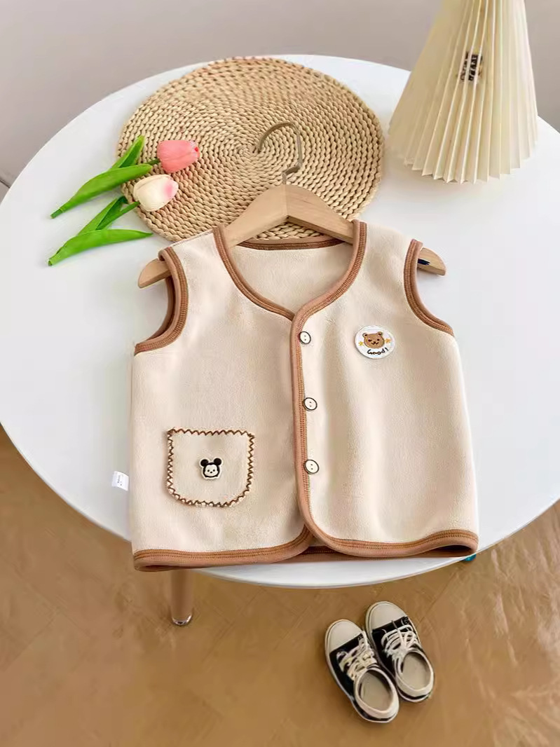 Suéter infantil, chaleco cardigan, 2024 nuevo vestido de otoño para niños y niñas, dibujos animados, explosión exterior con chaleco de orelín
