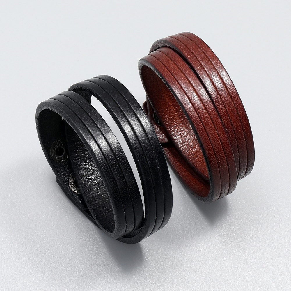 European and American fashion jewelry personality cowhide menu0027s bracelet