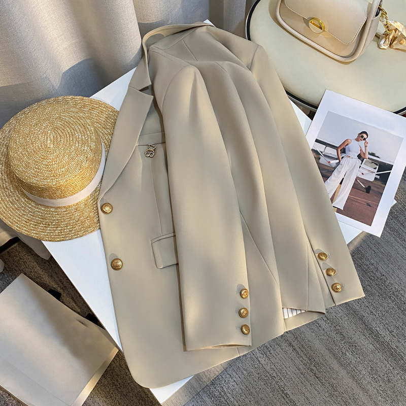 French-Style Goddess Suit Jacket for Women, 2025 Spring and Autumn New Arrival, Eye-Catching Cream Color, Stylish and Elegant Casual Top