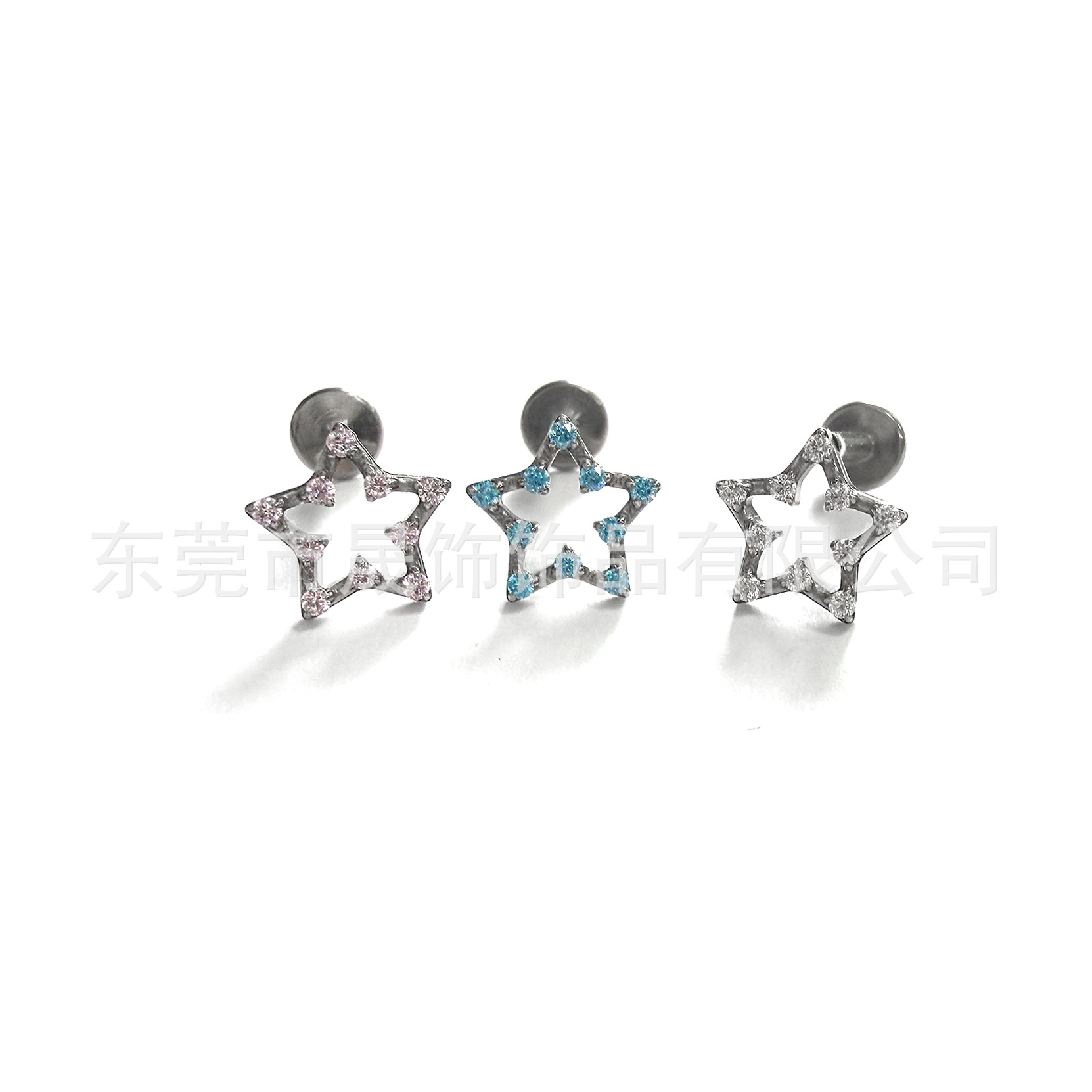 F136 Titanium Alloy Openwork 五角 Star Ear Stud Studded 5A Cubic Zirconia Helix Cartilage Stud G23 Titanium Internal Thread Piercing Jewelry